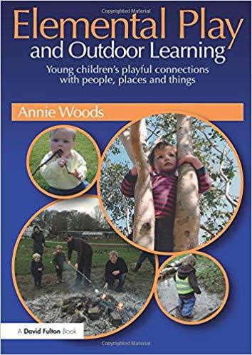 Book cover: Elemental Play & Outdoor Learning, with 4 photos of children playing outdoors