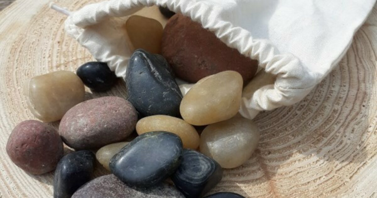 Mixed Polished Pebbles in a Bag Muddy Faces