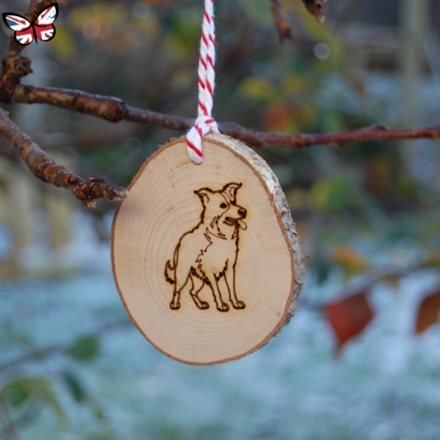 UK Wood Border Collie Tree Decoration | Muddy Faces