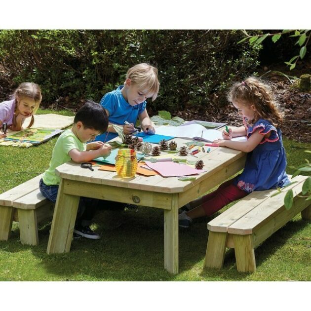 Millhouse Outdoor Rectangular Table & Bench Set Muddy Faces