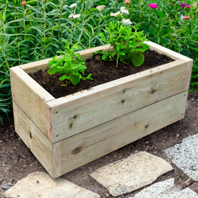 Wooden Planter 80cm Long | Muddy Faces