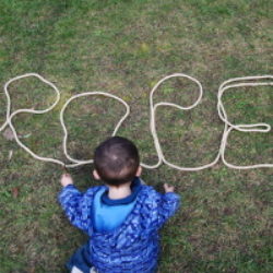 rope writing on grass