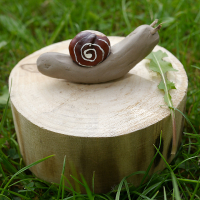 conker with spiral and clay snail