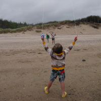 kite flying on beach