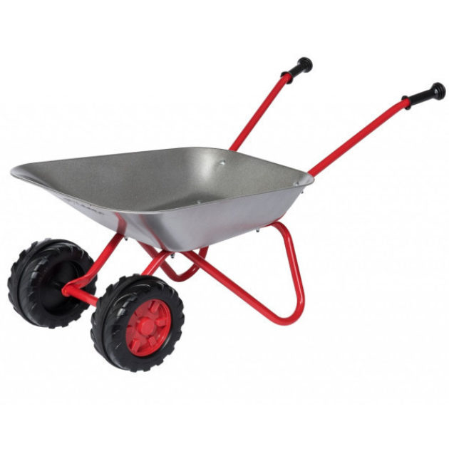 Child's Metal Wheelbarrow with 2 Front Wheels Muddy Faces