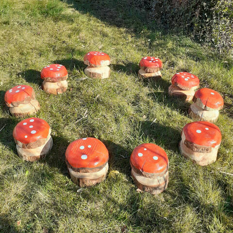 Painted Mushroom Number Seats - 1-10