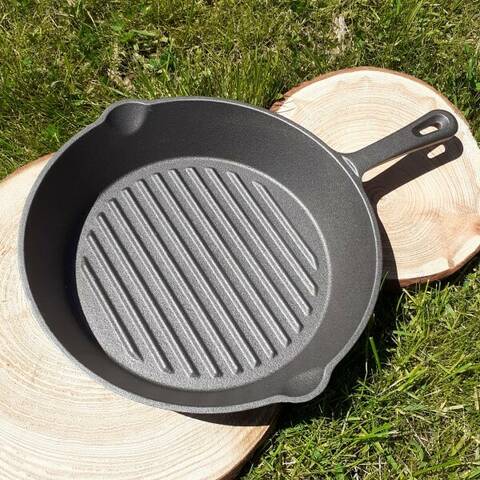 Deluxe Cast Iron Ribbed Grill Pan 24cm