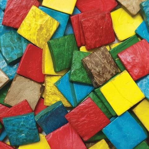 Coconut Shell Mosaic Squares - coloured