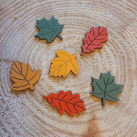 Wooden Leaves - pack of 6
