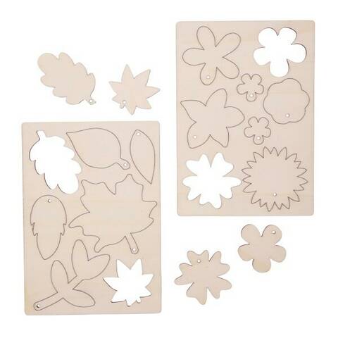 Wooden Press-Out Leaves & Flowers