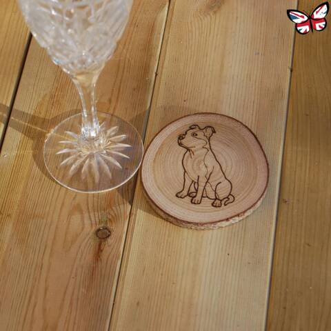 UK Wood Staffordshire Bull Terrier Coaster