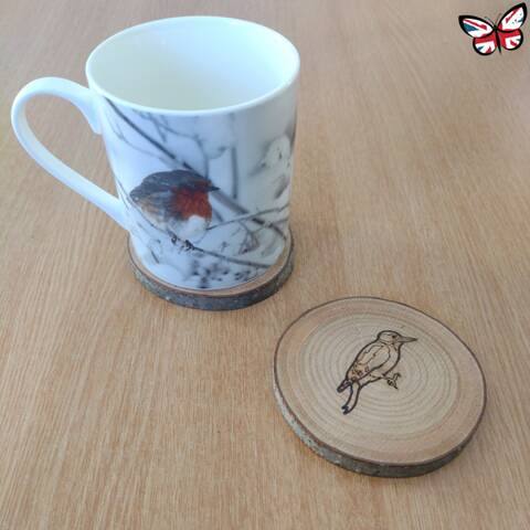 UK Wood Woodpecker Coaster