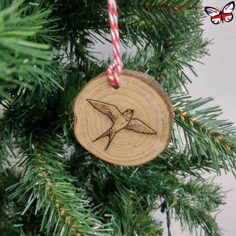 UK Wood Swallow Tree Decoration