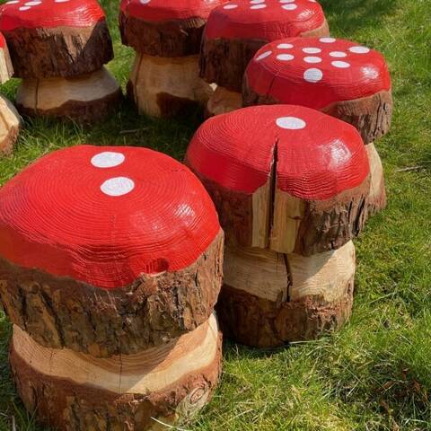 Painted Mushroom Number Seats - 1-10