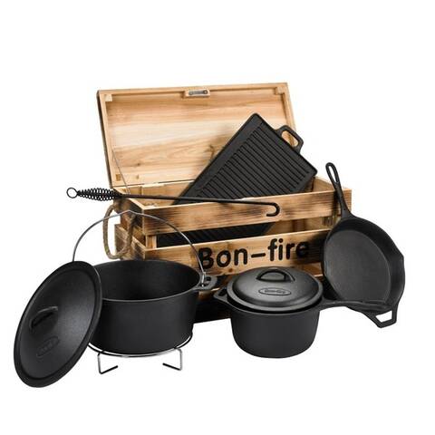 Bon-Fire Cast Iron Set in Wooden Box