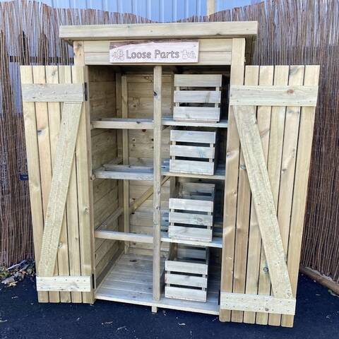 Lockable Loose Parts Shed With half Shelves