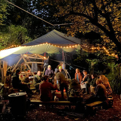 Using a shelter above a fire