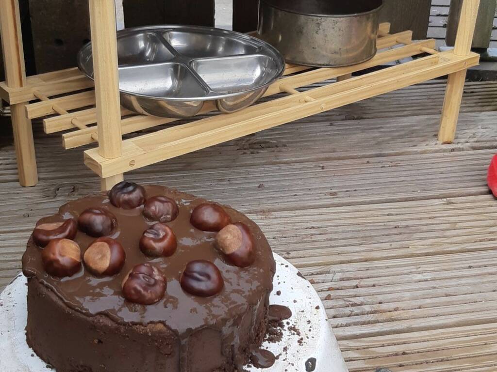 Best bake off. Sent in by Hannah Veillet. This 'chocolate conker cake' mud kitchen creation, by seven year old Tilly, is the most realistic mud creation we have seen! Yum yum yum...
