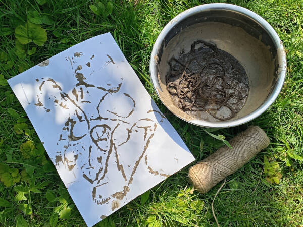 Muddy String Mark Making 60x60