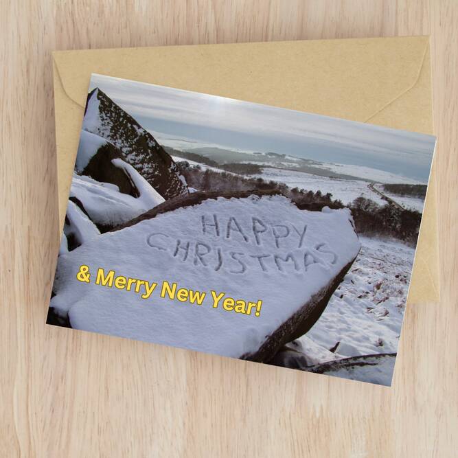 Snowy view christmas card mock up