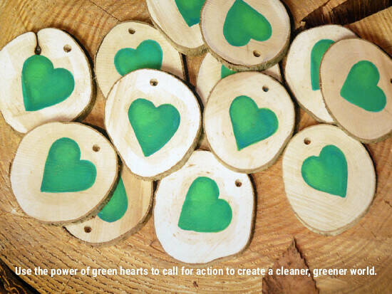 Green hearts postcard front