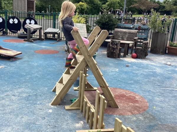 MFW4613 Ladder Stile Set St Patricks Family Learning Centre child climbing up ladder stile cropped 60x60