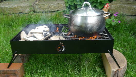 Bushcraft in a Beautiful forest! Cooking meat with potatoes under