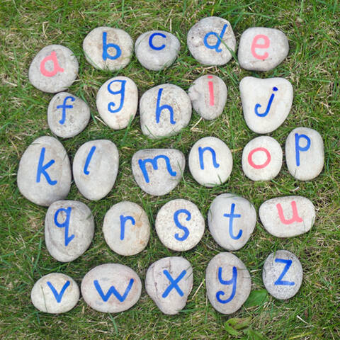 Hand Painted Alphabet on Pebbles