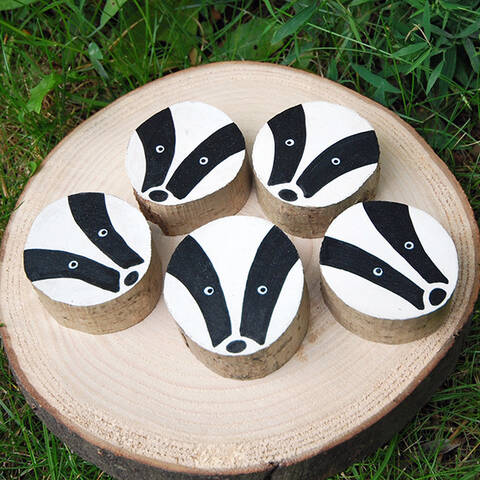 Hand painted Badgers - Set of 5