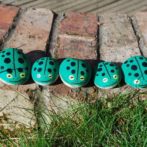 Hand Painted Speckled Frogs - Set of 5 Pebbles