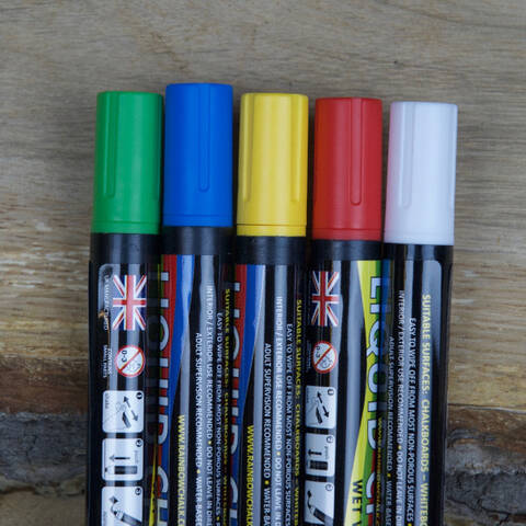 Liquid Chalk Pens - Pack of 5 - 15mm (Broad Nib)